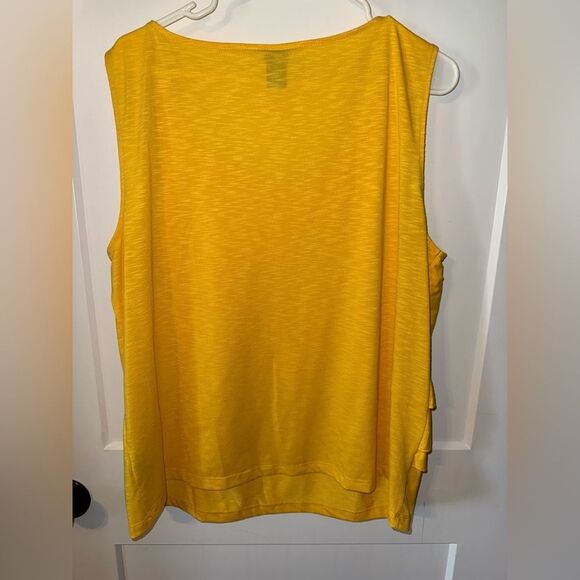 Rafaella Yellow Ruffled Sleeveless Tank Top - Picture 3 of 3